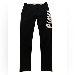 PUMA Black & White Logo Graphic Performance Leggings - XS